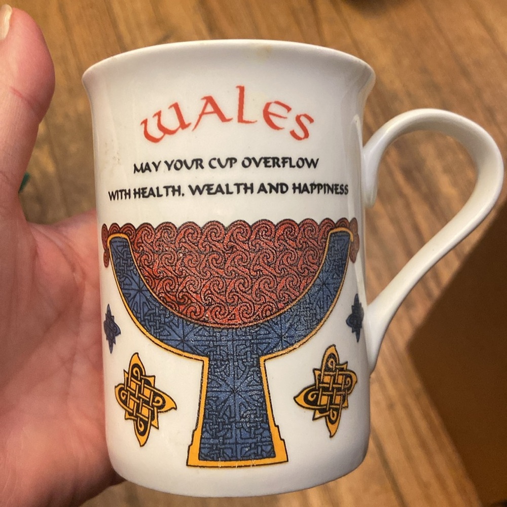 Wales Fine Bone China Mug w/ Celtic design Irish blessing